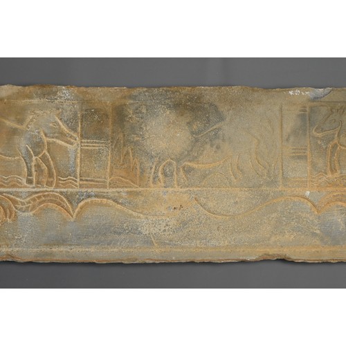 331 - THREE CHINESE WHITE MARBLE PANELS, YUAN / MING DYNASTY. Each of rectangular form carved in relief wi... 