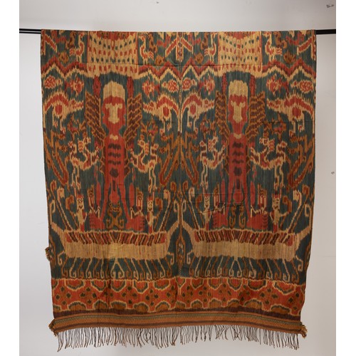 241 - TWO 20TH CENTURY INDONESIAN (SUMBA) COTTON IKAT HINGGI. The first woven with bands of figures, cattl... 