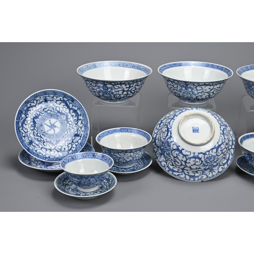 6 - A GROUP OF STRAITS CHINESE NYONYA BLUE AND WHITE PORCELAIN ITEMS, 19TH CENTURY. Sixteen in total to ... 