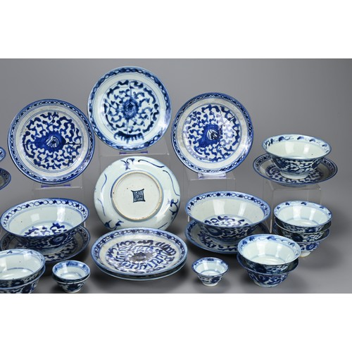 20 - A GROUP OF STRAITS CHINESE NYONYA BLUE AND WHITE PORCELAIN ITEMS, 19TH CENTURY. Twenty seven in tota... 