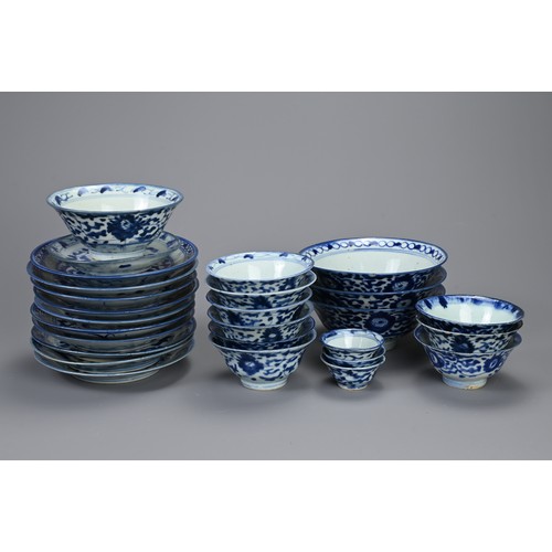 20 - A GROUP OF STRAITS CHINESE NYONYA BLUE AND WHITE PORCELAIN ITEMS, 19TH CENTURY. Twenty seven in tota... 