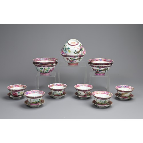 24 - A GROUP OF CHINESE STRAITS NYONYA FAMILLE ROSE PORCELAIN ITEMS, 19/20TH CENTURY. Eighteen in total t... 