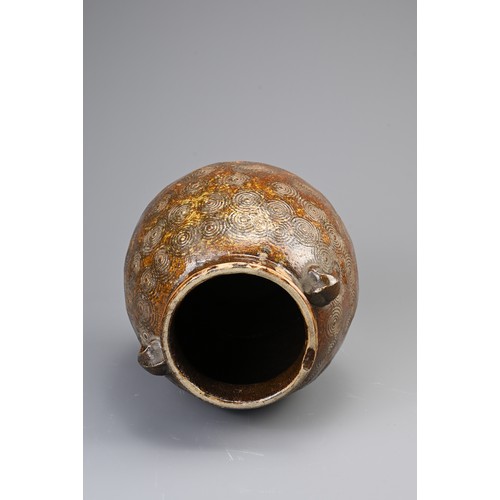 192 - AN EAST ASIAN BROWN GLAZED STORAGE JAR, 19/20TH CENTURY. Of ovoid form with lug handles decorated wi... 