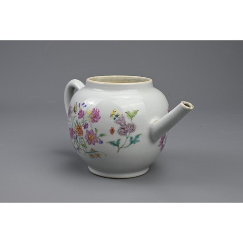 98 - A CHINESE FAMILLE ROSE ENAMELLED PORCELAIN TEAPOT, 18TH CENTURY. Finely decorated with various flowe... 