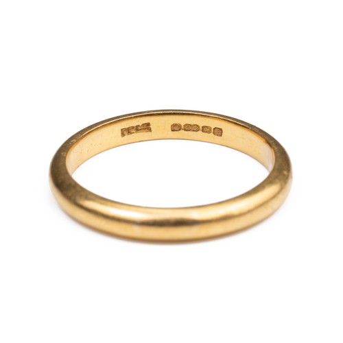 45 - A 22CT YELLOW GOLD BAND, MID 20TH CENTURY. Engraved P.G.LEE - K.E.KHOO. Stamped 22. Ring size P. Wei... 