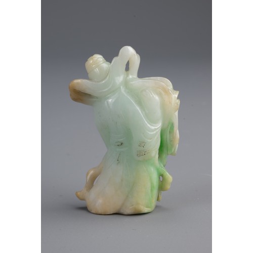 62 - A CHINESE JADE FIGURE OF GUANYIN, 19/20TH CENTURY. Standing dressed in robes. Weight 36.8 grams. Hei... 