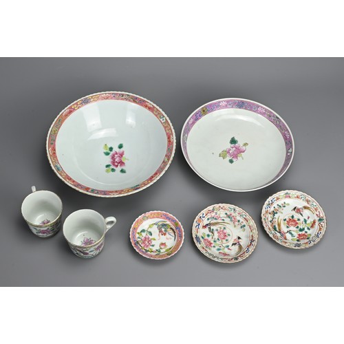 23 - A GROUP OF STRAITS CHINESE NYONYA FAMILLE ROSE PORCELAIN ITEMS, 19/20TH CENTURY. To include a bowl a... 