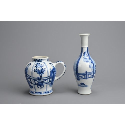 88 - TWO CHINESE BLUE AND WHITE PORCELAIN ITEMS, EARLY 18TH CENTURY. To include a bottle vase decorated w... 