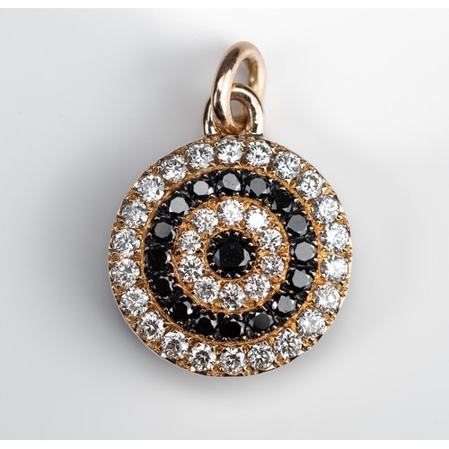 67 - A DOUBLE SIDED DIAMOND CLUSTER AND ROSE GOLD PENDANT WITH INSURANCE VALUATION. Alternating bands of ... 