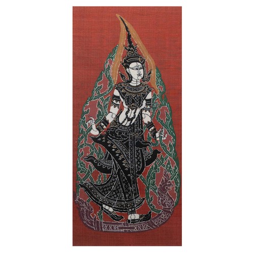 277 - A THAI PAINTING ON SILK OF GODDESS, 20TH CENTURY. Dressed in traditional clothing wearing a headdres... 