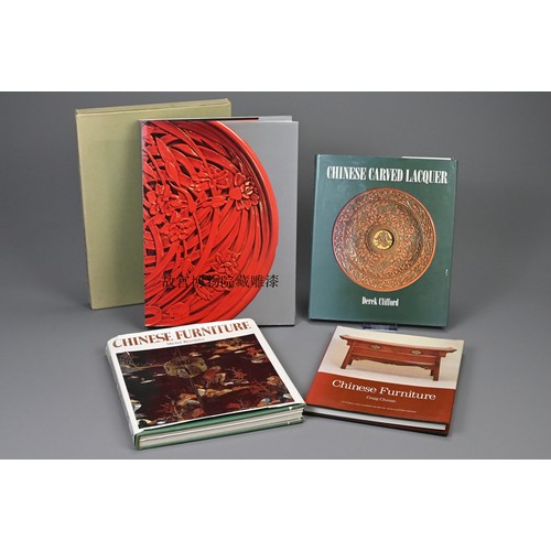 324 - A GROUP OF REFERENCE BOOKS AND CHINESE WORKS OF ART. To include, Carved Lacquer in the Collection of... 