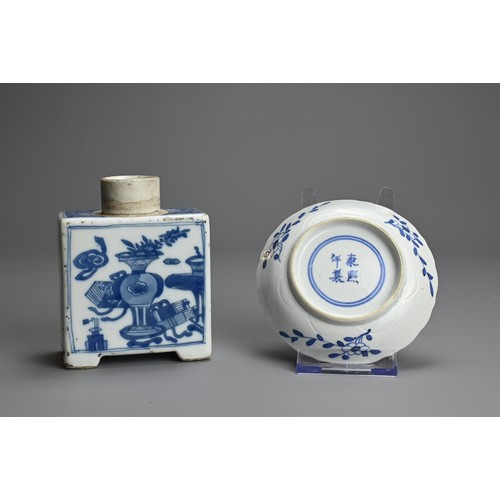 56 - TWO CHINESE BLUE AND WHITE PORCELAIN ITEMS, 19TH CENTURY. To include a lobed saucer decorated with f... 