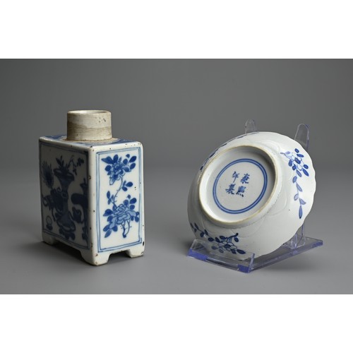 56 - TWO CHINESE BLUE AND WHITE PORCELAIN ITEMS, 19TH CENTURY. To include a lobed saucer decorated with f... 