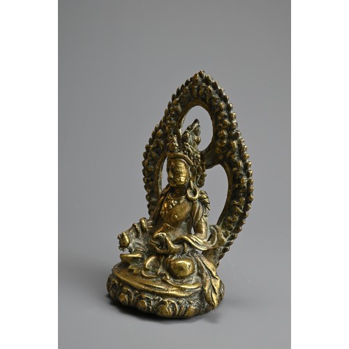 88 - A SINO TIBETAN GILT BRONZE FIGURE OF JAMBHALA, 19/20TH CENTURY. Seated on lotus base holding a mongo... 