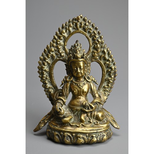 88 - A SINO TIBETAN GILT BRONZE FIGURE OF JAMBHALA, 19/20TH CENTURY. Seated on lotus base holding a mongo... 