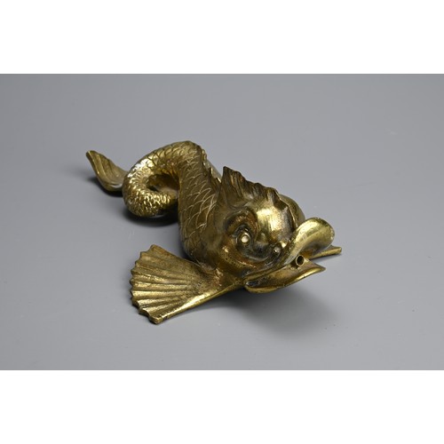 51 - A POLISHED BRONZE MODEL OF A CARP, 19/20TH CENTURY. Heavily cast possibly from a fountain with a sma... 