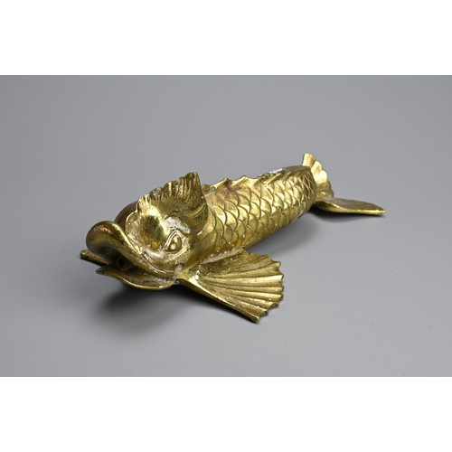 51 - A POLISHED BRONZE MODEL OF A CARP, 19/20TH CENTURY. Heavily cast possibly from a fountain with a sma... 