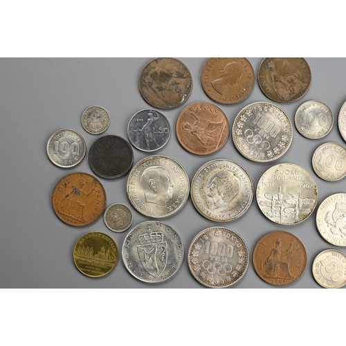 135 - A MIXED QUANTITY OF COINS AND TOKENS. From various countries to include three 1000 Yen and five 100 ... 