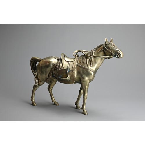 304 - A JAPANESE SILVERED BRONZE MODEL OF SHOGUN’S HORSE, MARUKI COMPANY. Silvered bronze okimono of the S... 