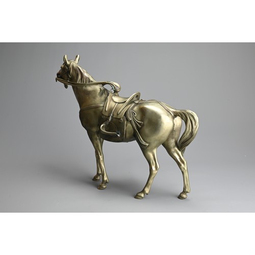 304 - A JAPANESE SILVERED BRONZE MODEL OF SHOGUN’S HORSE, MARUKI COMPANY. Silvered bronze okimono of the S... 