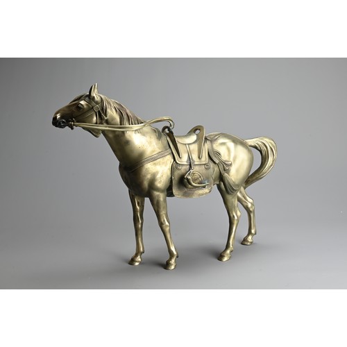 304 - A JAPANESE SILVERED BRONZE MODEL OF SHOGUN’S HORSE, MARUKI COMPANY. Silvered bronze okimono of the S... 