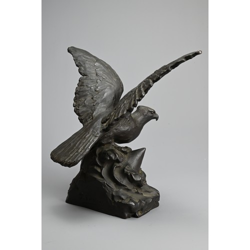 299 - A JAPANESE MEIJI BRONZE MODEL OF A HAWK, TAKETARO SHINKAI. By Taketaro Shinkai (1868-1927). Signed a... 