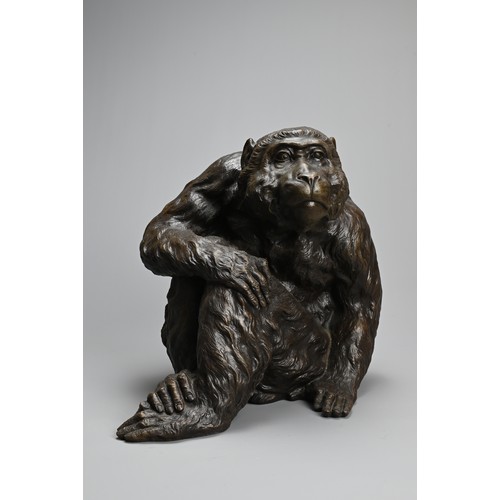 306 - A JAPANESE BRONZE OKIMONO OF A MONKEY, 20TH CENTURY, Well modelled and cast. Unsigned. 30cm wide x 2... 