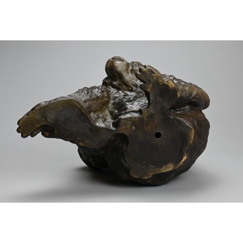 306 - A JAPANESE BRONZE OKIMONO OF A MONKEY, 20TH CENTURY, Well modelled and cast. Unsigned. 30cm wide x 2... 