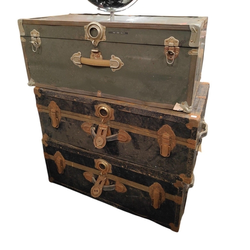 206 - 3 ANTIQUE TRUNKS