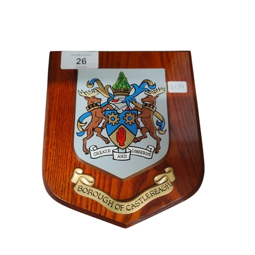 26 - CRESTED MOUNTED PLAQUE CASTLEREAGH