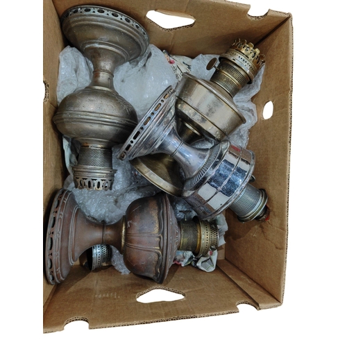 304 - BOX OF METAL OIL LAMPS