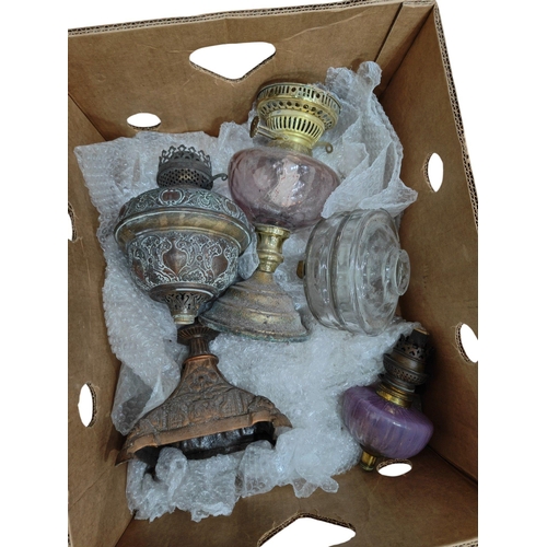 313 - BOX OF OIL LAMPS