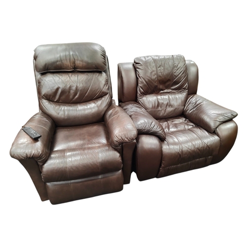 175 - LEATHER CHAIR & LEATHER ELECTRIC RECLINER