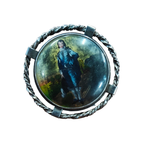 299 - SILVER MINITURE PORTRAIT BLUE BOY BROOCH