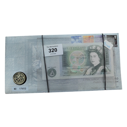 320 - OLD UNCIRCULATED £1 COIN & £1 NOTE