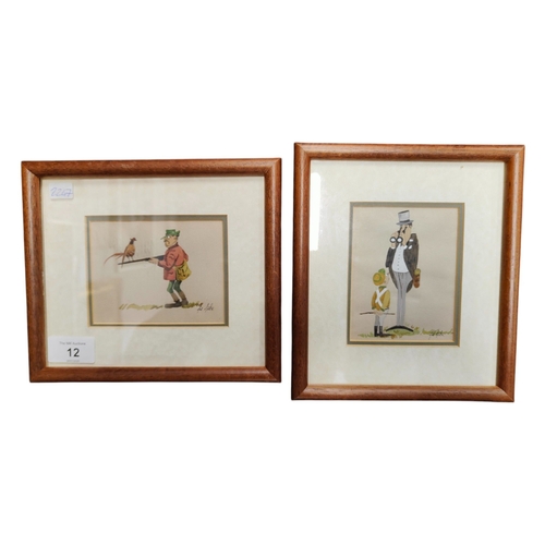 12 - PAIR OF WATER COLOURS BY NEIL PORTER (LOOKING FOR THE GROUSE & LOOKING FOR THE JOCKEY)