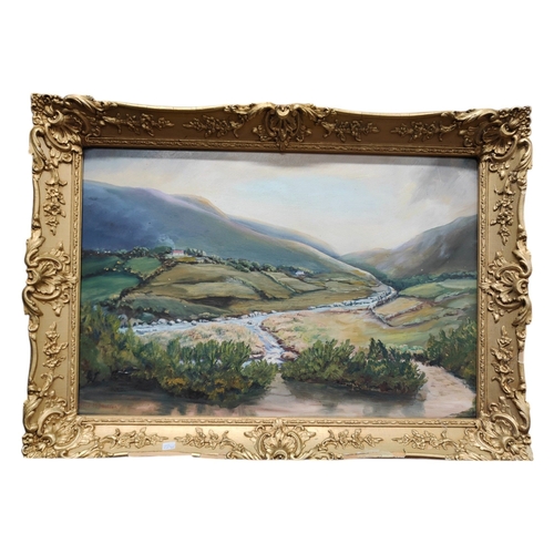 230 - GILT OIL PAINTING BY FRED MILLEN (MOURNES)