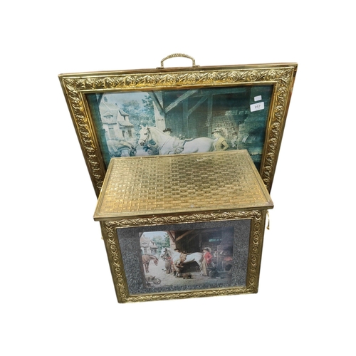 257 - ANTIQUE FIRE SCREEN & COAL BUCKET