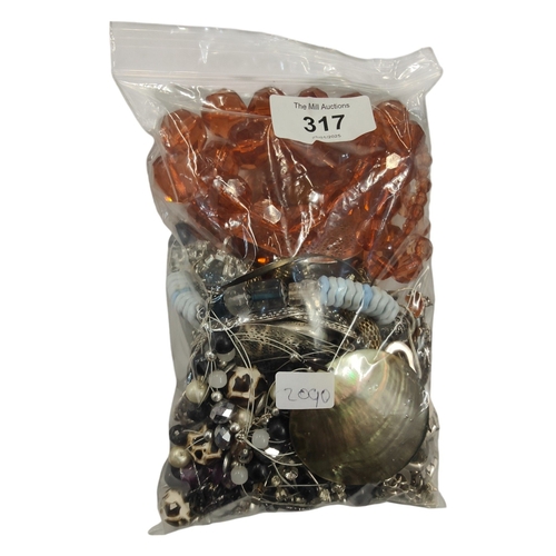 317 - BAG OF COSTUME JEWELLERY