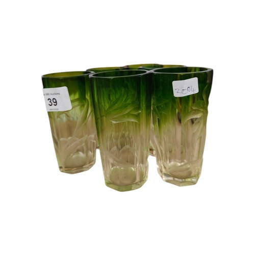 39 - SET OF 6 ART DECO GLASS TUMBLERS