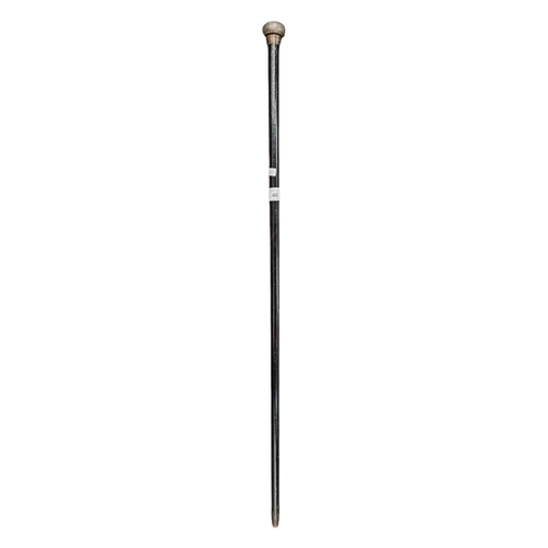 46 - EDWARDIAN SILVER TOPPED WALKING STICK