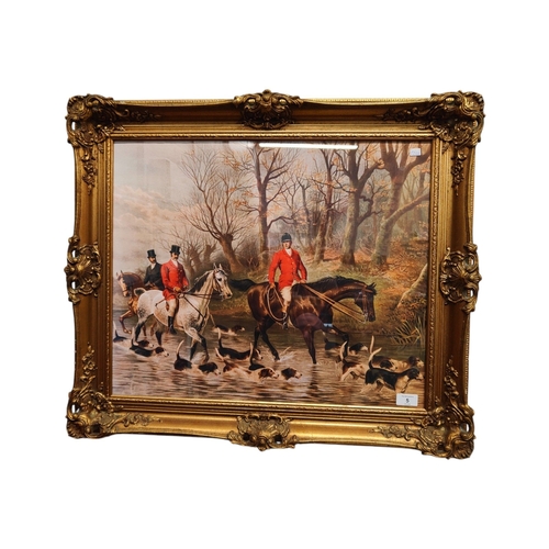 5 - LARGE GILTED HUNTING PRINT