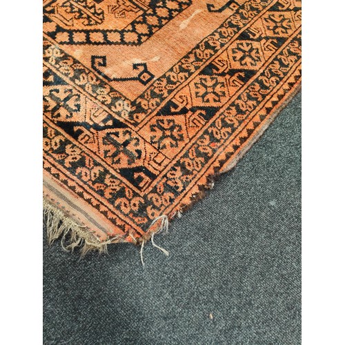 184 - LARGE ANTIQUE RUG - SOME DISTRESS (approx 251cm x 356cm)