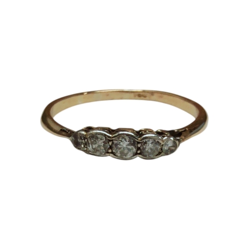 121 - 18CT YELLOW GOLD 5 STONE DIAKOND RING 2G SIZE R