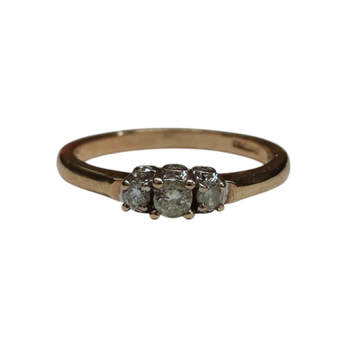 20 - 9CT YELLOW GOLD 9 STONE DIAMOND RING .25CT 2.2G SIZE M