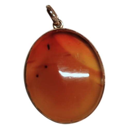 48 - ANTIQUE 9CT GOLD MOUNTED AGATE PENDANT