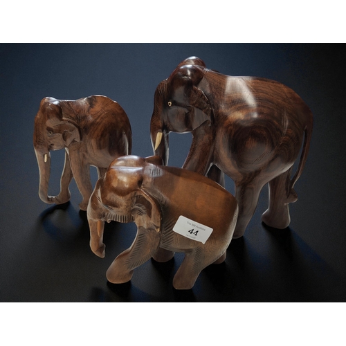 44 - CARVED WOOD ELEPHANTS