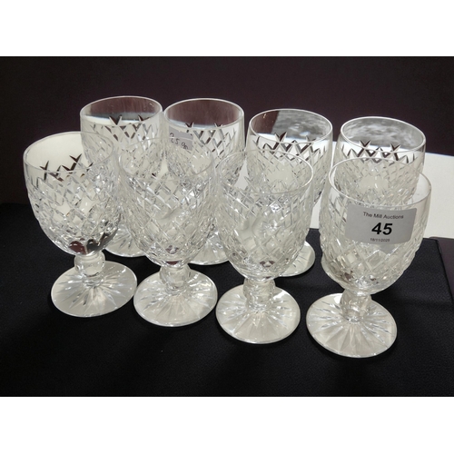 45 - 8 WATERFORD WINE GLASSES