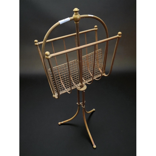 7 - VINTAGE BRASS SWIVEL MAGAZINE STAND