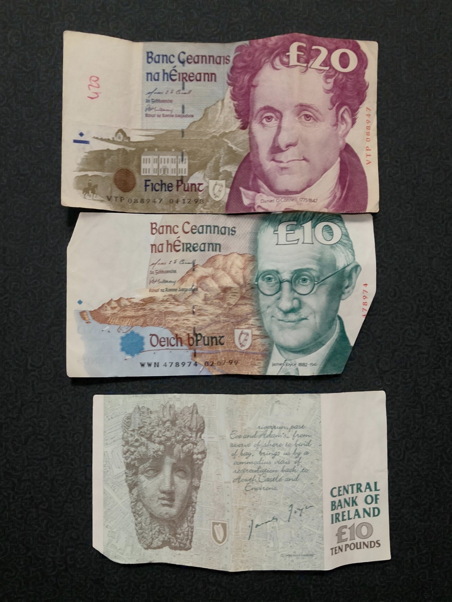 3 OLD IRISH BANKNOTES